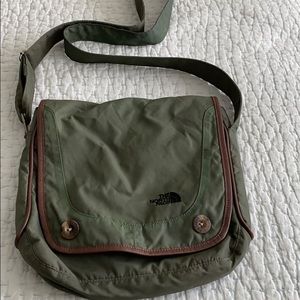 North face nylon and leather crossbody bag